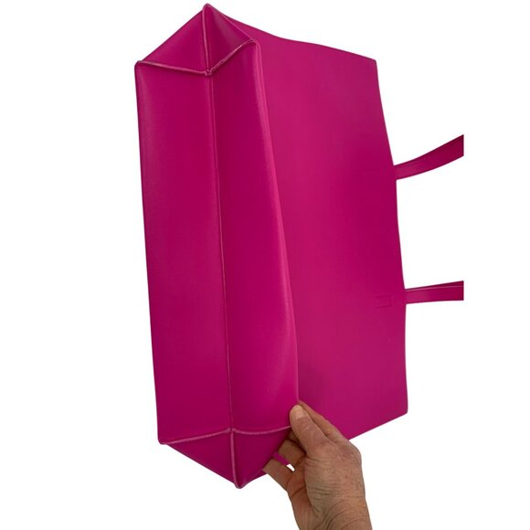 New Vince Camuto Pink Fuscia Tote Bag With Gold Logo & Magnetic Closure Snap - Picture 3 of 13